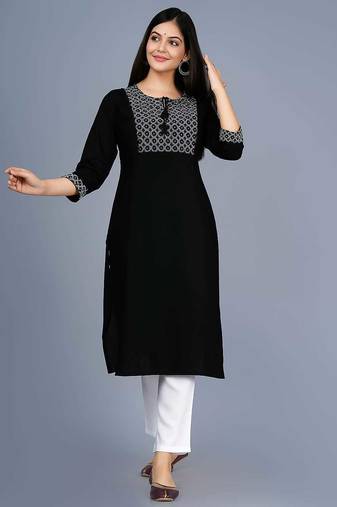 black rayon kurti with ethnic sequin work