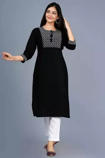 black rayon kurti with ethnic sequin work