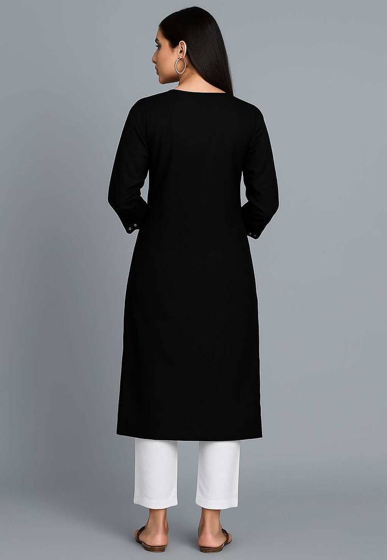 black rayon kurti with ethnic sequin work