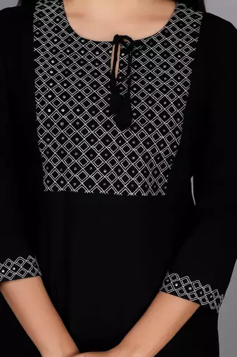 black rayon kurti with ethnic sequin work