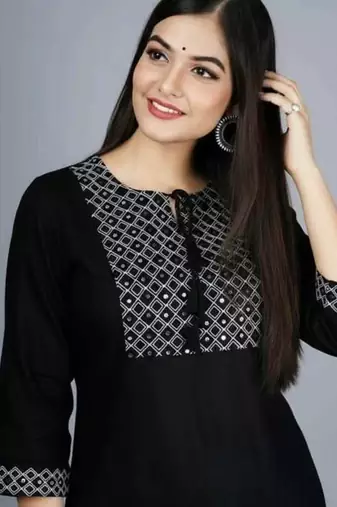 black rayon kurti with ethnic sequin work