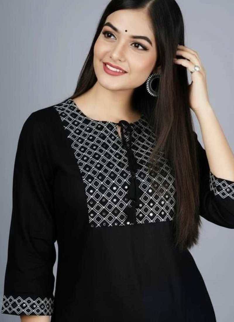 black rayon kurti with ethnic sequin work