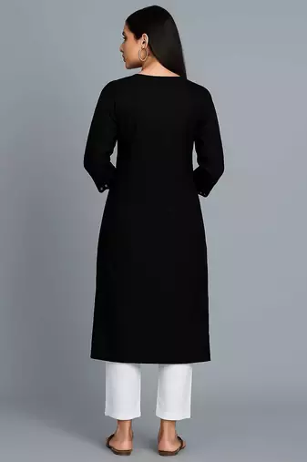 black rayon kurti with ethnic sequin work
