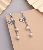 Silver color butterfly design anti tarnish earrings