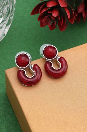 Maroon color anti tarnish earrings