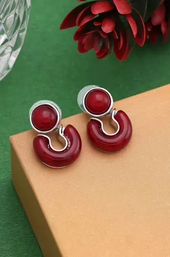 Maroon color anti tarnish earrings