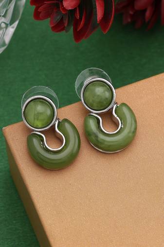 Green color anti tarnish earrings