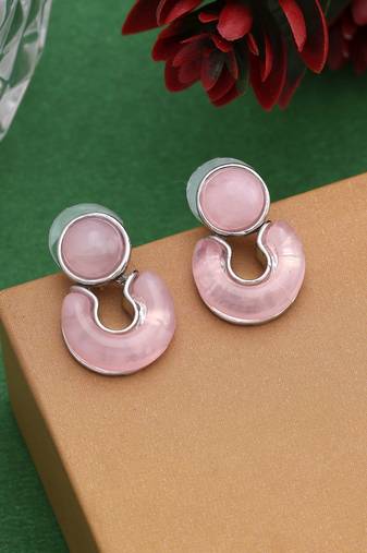 Pink color anti tarnish earrings