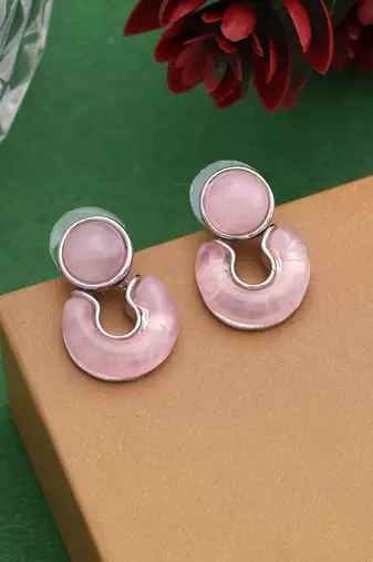 Pink color anti tarnish earrings