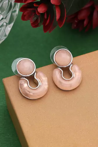 Peach color anti tarnish earrings