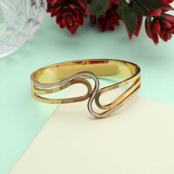 Gold color openable american diamond bracelet 2