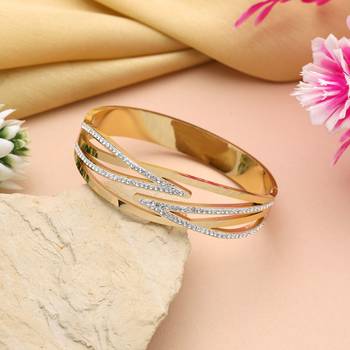 Gold color openable american diamond bracelet 1