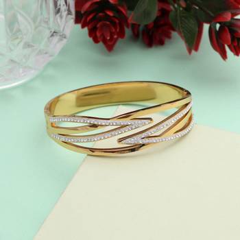 Gold color openable american diamond bracelet 2