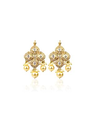 Elegant kundan pearl choker necklace set with matching earrings traditional gold finish jewelry by treemoda 2