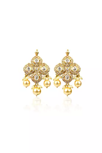 Elegant kundan pearl choker necklace set with matching earrings traditional gold finish jewelry by treemoda