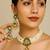 Elegant kundan & pearl choker necklace set with green enamel detailing traditional gold finish jewelry by treemoda