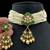 Elegant kundan & pearl choker necklace set with green enamel detailing traditional gold finish jewelry by treemoda