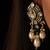 Regal moissanite polki long necklace set with pearl & green bead detailing traditional gold finish jewelry by treemoda