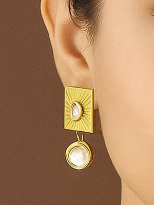 Elegant geometric kundan choker necklace with matching earrings traditional gold finish jewelry by treemoda 2