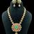 Royal necklace set with green stone centerpiece & matching earrings traditional gold finish jewelry by treemoda