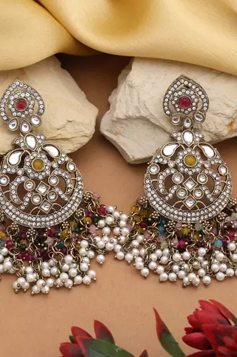 Multi color kundan earrings