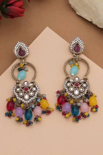Multi color kundan earrings