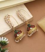 Maroon & green color meenakari earrings