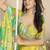 Yellow real chinon silk embroidered shrug stytle western suit