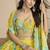Yellow real chinon silk embroidered shrug stytle western suit
