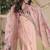 Peach real chinon silk embroidered shrug stytle western suit