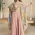 Peach real chinon silk embroidered shrug stytle western suit