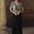 Black real chinon silk embroidered jacket stytle plazzo suit