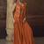 Orange real chinon silk embroidered jacket stytle plazzo suit