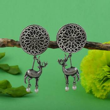 Silver color oxidised earrings 1