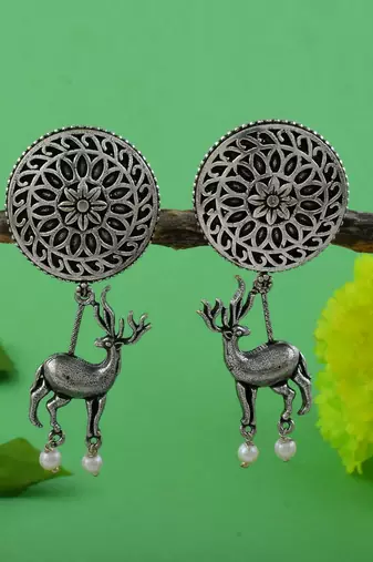 Silver color oxidised earrings