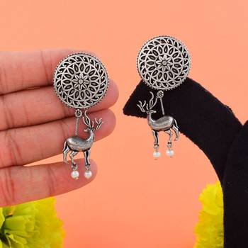 Silver color oxidised earrings 2
