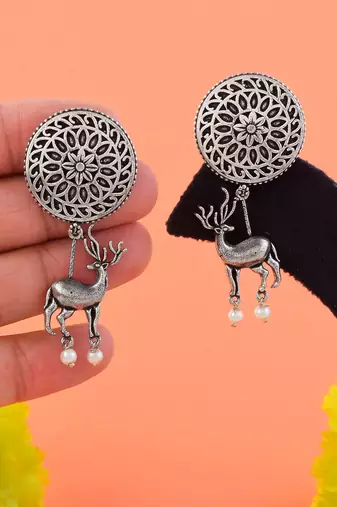 Silver color oxidised earrings