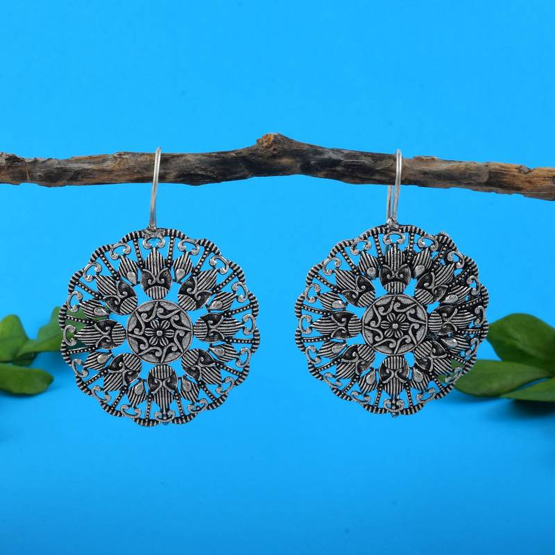 Silver color oxidised earrings