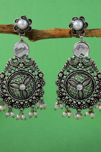 Silver color oxidised earrings
