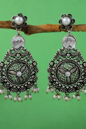 Silver color oxidised earrings