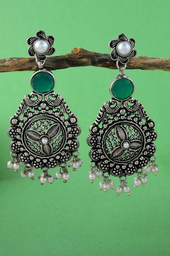 Green color oxidised earrings
