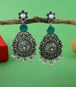 Green color oxidised earrings