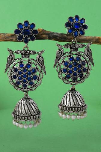 Blue color oxidised earrings