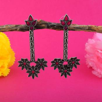 Maroon color oxidised earrings 1