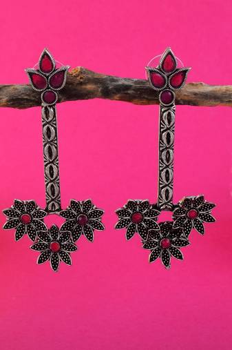 Maroon color oxidised earrings