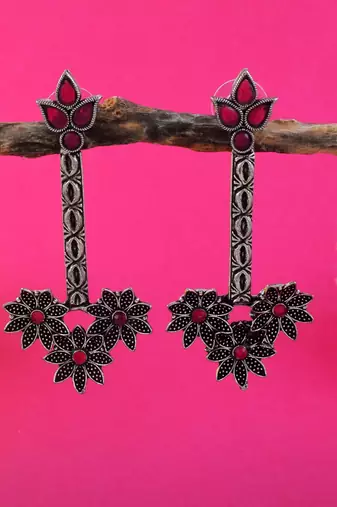 Maroon color oxidised earrings