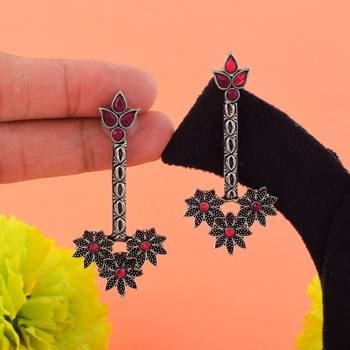 Maroon color oxidised earrings 2