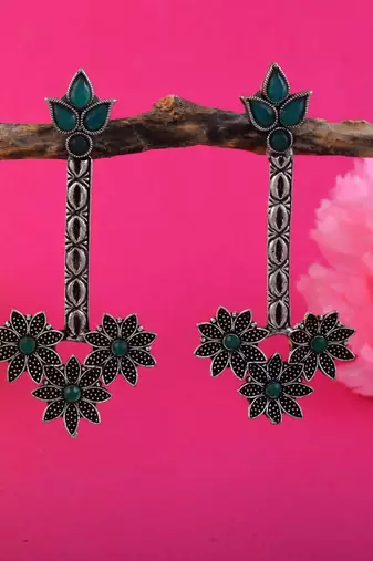 Green color oxidised earrings
