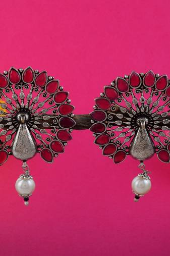 Maroon color oxidised earrings