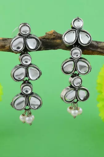 Silver color oxidised earrings